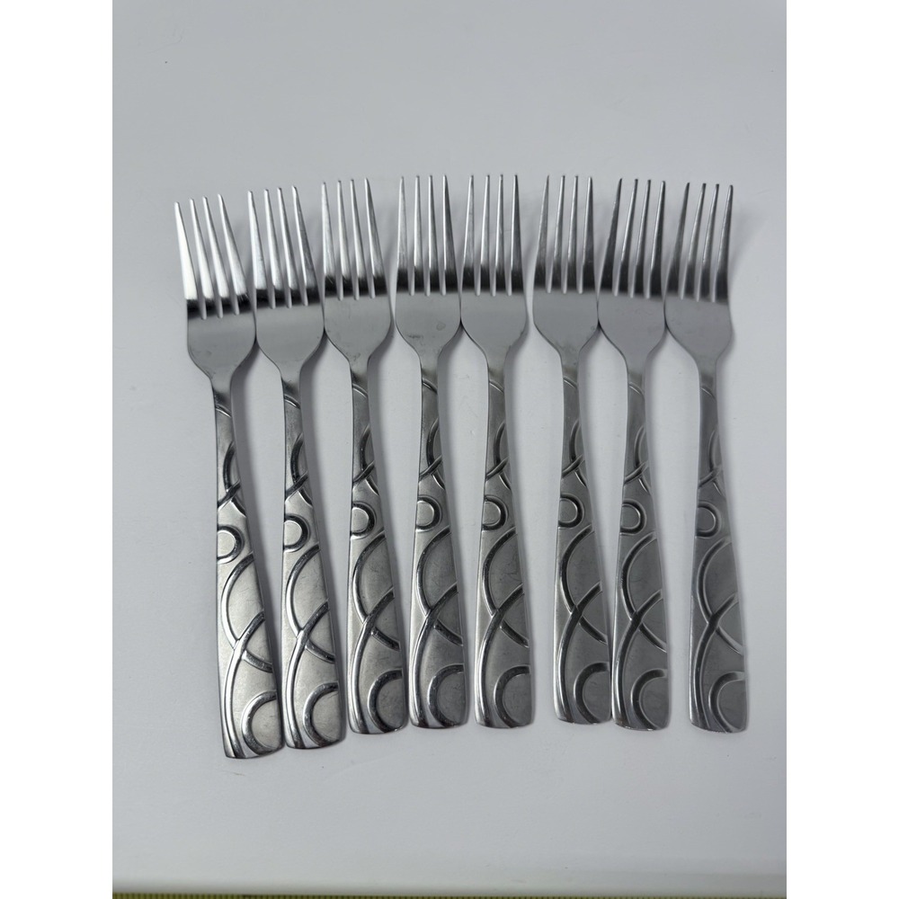 Cambridge Conquest Stainless Steel Flatware Dinner Forks Lot Of 8